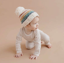 Load image into Gallery viewer, Knit Striped Retro Pom Pom Hat