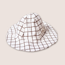 Load image into Gallery viewer, White and brown grid baby cotton bucket hat
