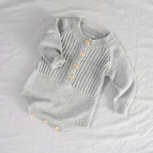 Load image into Gallery viewer, Baby long sleeved grey knit romper