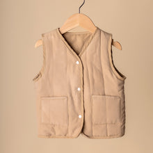 Load image into Gallery viewer, baby brown vest hanging on wooden hanger