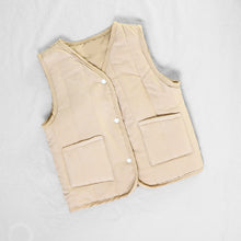 Load image into Gallery viewer, Baby beige padded  buttoned vest  with two front pockets