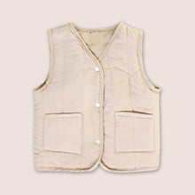 Load image into Gallery viewer, Baby beige padded  buttoned vest  with two front pockets