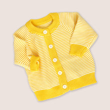 Load image into Gallery viewer, Yellow striped cotton button down baby cardigan