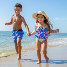 Load image into Gallery viewer, Children holding hands running on the beach