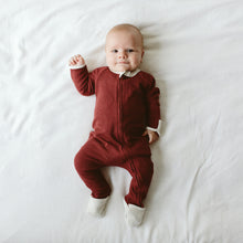 Load image into Gallery viewer, Thermal Organic Bamboo Zippered Footie Pajamas