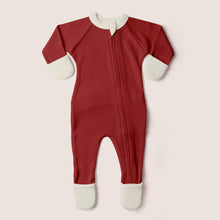Load image into Gallery viewer, Thermal Organic Bamboo Zippered Footie Pajamas