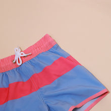 Load image into Gallery viewer, pink and blue striped toddler swim trunks