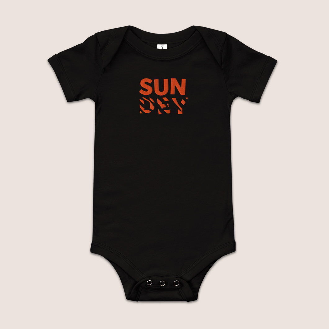 Embroidered SUNDEY | Baby Short Sleeve Onesie