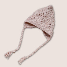 Load image into Gallery viewer, latte colored knit baby bonnet on white background
