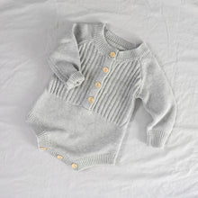 Load image into Gallery viewer, Baby long sleeved grey knit romper 
