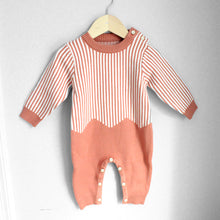 Load image into Gallery viewer, Baby Striped Long-Sleeved Sweater Jumpsuit
