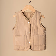 Load image into Gallery viewer, baby brown vest hanging on wooden hanger
