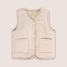 Load image into Gallery viewer, Baby beige padded  buttoned vest  with two front pockets
