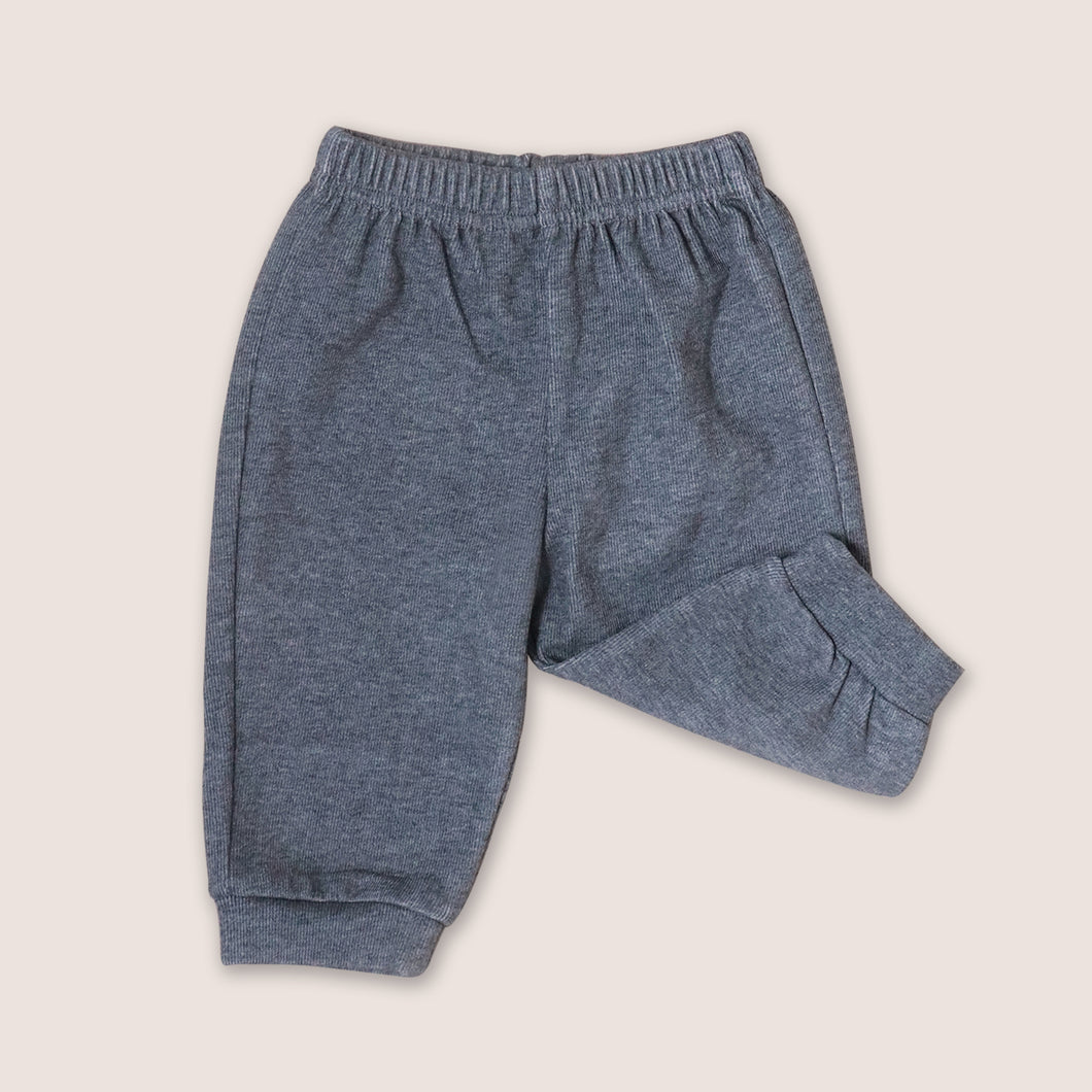 Baby charcoal pants with elasticized waist and banded leg opening