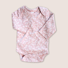 Load image into Gallery viewer, pink baby onesie with white floral design
