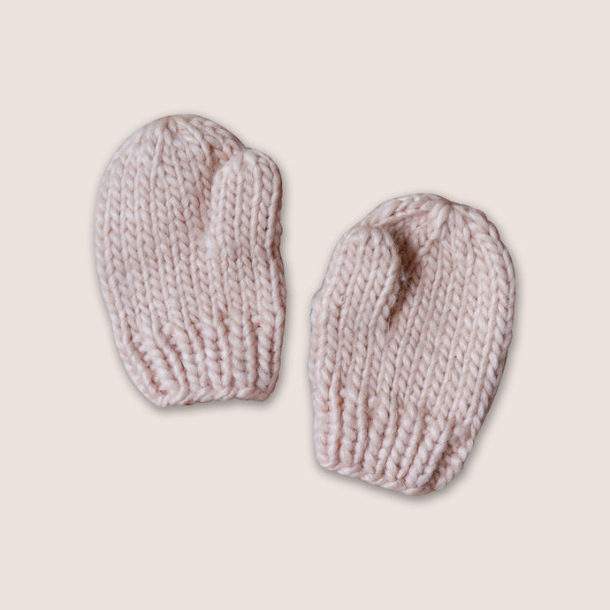 latte colored baby hand knit mittens