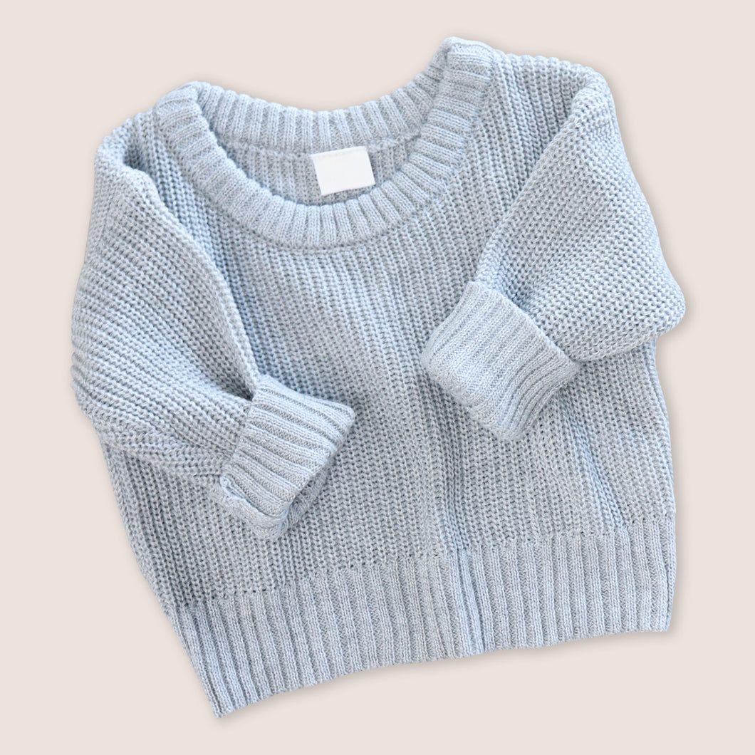 Grey knit baby sweater