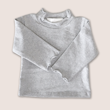 Load image into Gallery viewer, Baby mockneck grey cotton long sleeved shirt
