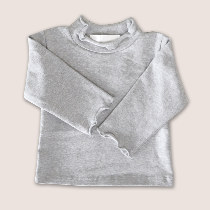 Baby mockneck grey cotton long sleeved shirt