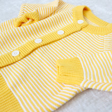 Load image into Gallery viewer, Yellow striped cotton button down baby cardigan 
